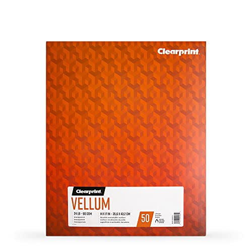 Chartpak Clearprint Vellum Pad, 24 LB, 90 GSM, 14 x 17 Inches, 50 Sheets Per Pad, 1 Each (26321502011)