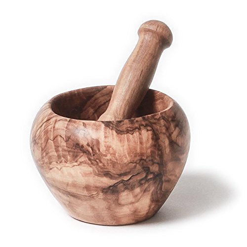 Browne & Co Berard Olive Wood Handcrafted Mortar and Pestle Set, 5"