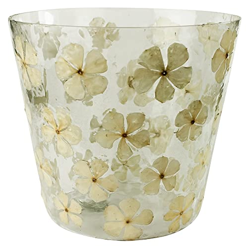 HomArt Large Enameled Flower Hurricane, 7.5-inch Length, Glass