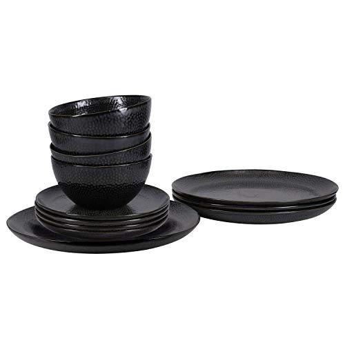 BIA Cordon Bleu 12pc Serene, Black Dinnerware Set, Contains 12 Pieces