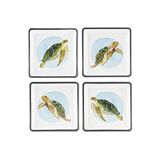 Ganz Watercolor Turtle Trinket Dish, Pack of 4, 5.12 Inches Width, 5.12 Inches Depth, 0.75 Inches Height, White
