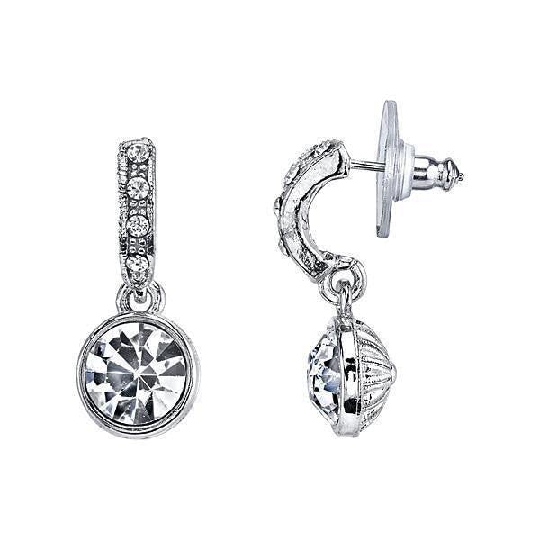 1928 Jewelry Round Multi Crystal Drop Earrings