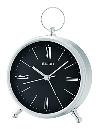 SEIKO Ming Bedside Alarm, Black Clock, Silver
