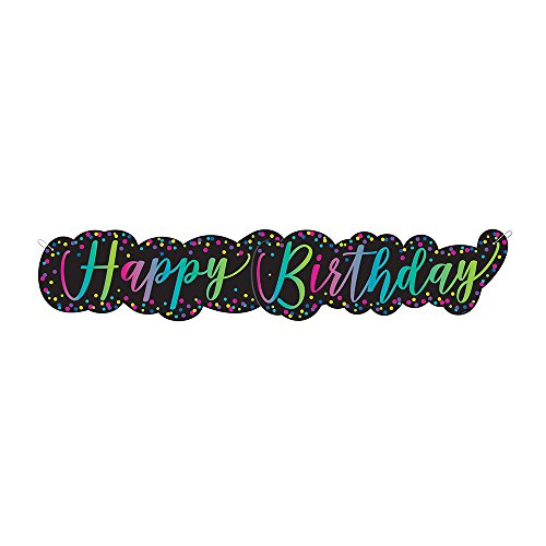 Unique Industries Neon Script Birthday Giant Jointed Banner, 4.5 ft