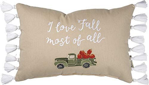 Primitives by Kathy Stitch Art Throw Pillow, 15 x 10-Inch, I Love Fall Most of All