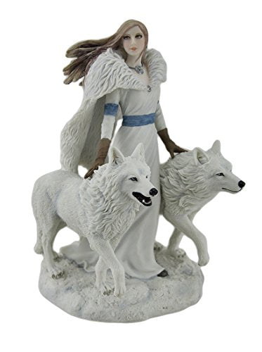 Unicorn Studios WU76701AA Winter Guardians by Anne Stokes Snow Wolves & Mistress Statue