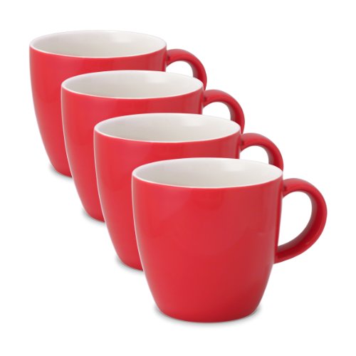 FORLIFE Uni Espresso/Oolong Tea Cup (Set of 4), 3.5 oz, Red
