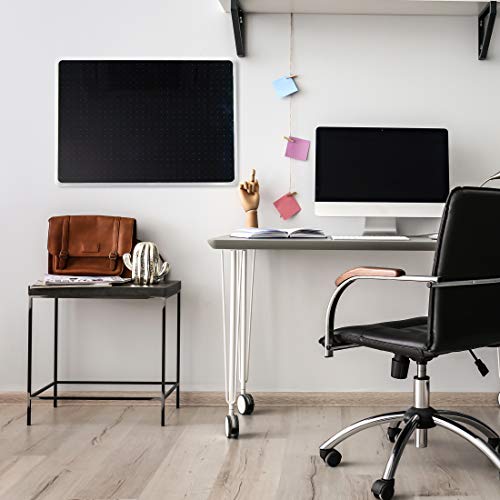 Floortex Viztex Glacier Magnetic Glass Dry Erase Board. Multi-Purpose Grid 30" x 40" - Jet Black