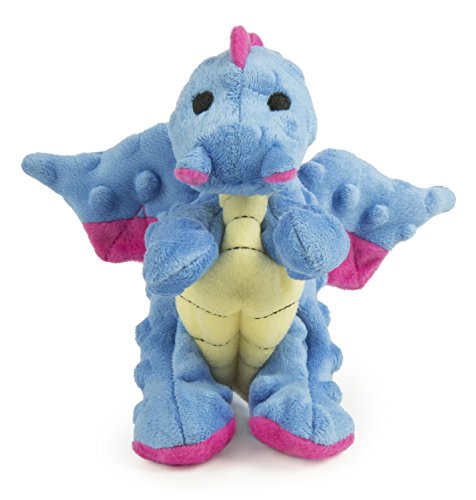 Worldwise goDog Dragons with Chew Guard Technology Plush Squeaker Dog Toy, Small, Periwinkle