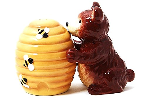 Pacific Trading Giftware Bear and Honey Comb Attractives Salt Pepper Shaker Made of Ceramic