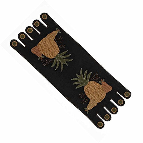 Home Collection by Raghu 14" x 36" Black Folk Art Pineapple Table Runner