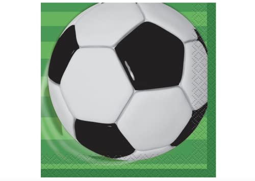 Unique Industries Unique Soccer Party Beverage Napkins 5", 16 Ct Count, Black and White