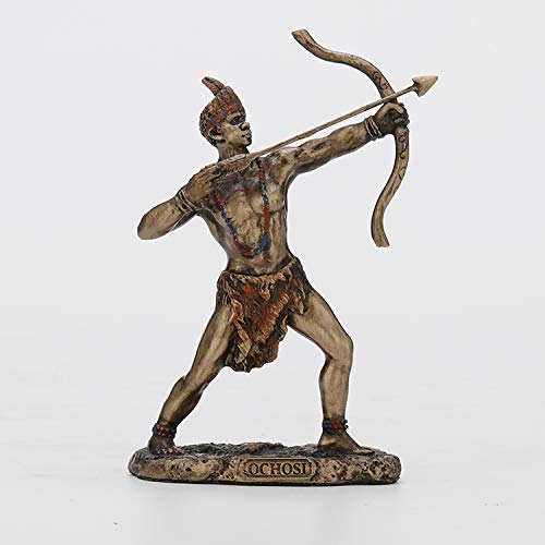 Unicorn Studio Veronese Design 3 7/8 Inch Ochosi Santeria Orisha The Divine Hunter Cast Resin Hand Painted Antique Bronze Finish Statue Home Decor
