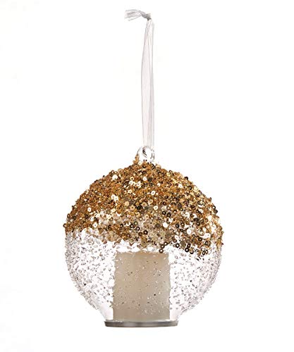 Giftcraft 665120 LED Ball Ornament, 4-inch Diameter, Glass