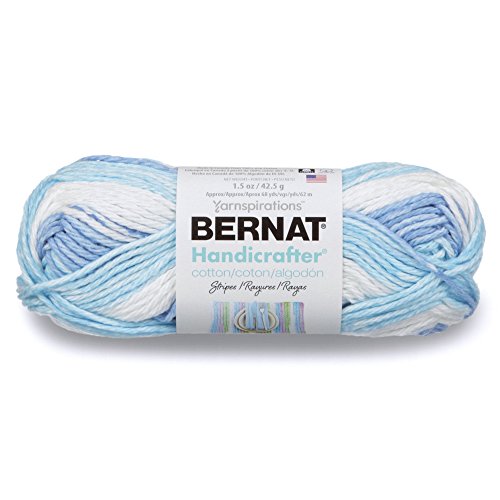 Spinrite Yarns (CA) Bernat Handicrafter Cotton Stripes Yarn, 1.5 oz, Gauge 4 Medium Worsted, 100% Cotton, Tie Dye Stripes
