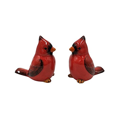 Comfy Hour Farmhouse Home Decor Collection 2.4" Two Red Feather Cardinals Salt and Pepper Bottle Dolomite Figurine, Set of 2, Red