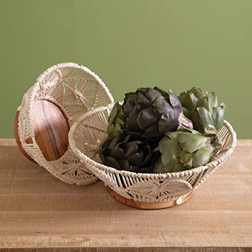 CTW 460379 Wood and Macrame Bowl, Set of 2