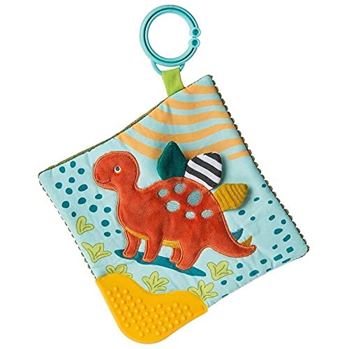 Mary Meyer Pebblesaurus Crinkle Teether Toy with Baby Paper and Squeaker, 6 x 6-Inches, Dinosaur