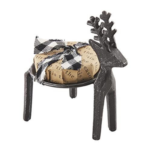 Mud Pie Deer Check Soap Set,Deer 4.75" tall  3", Black