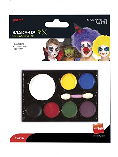 Smiffys Face Painting Palette with Applicator Seven Colours Greasepaint