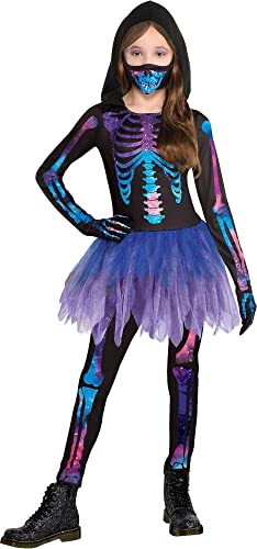 Amscan Cosmic Skeleton Girl Costume | Large (12-14) | 4 Pcs.