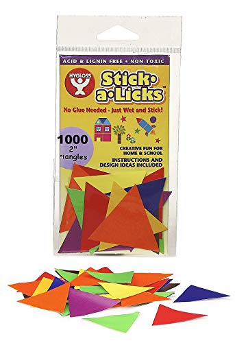 Hygloss Products Stick-A-Licks for Arts & Crafts-Classroom Activities-Fun for Kids-Triangle Shapes-1000 Pcs, 2-Inch