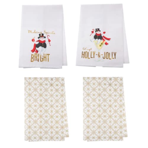 Ganz MX183794 Snowman Tea Towel Set - Holly & Jolly/Making Spirits Bright, 28-inch Length