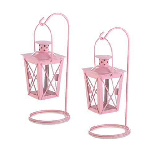 Sigma SLC VERDUGO GIFT Iron Railroad Hanging Lantern Pair, Pink