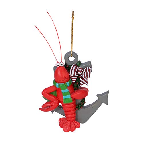 Beachcombers Lobster wearing scarf with Anchor Nautical Christmas Ornament