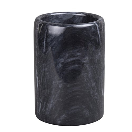Creative Home 83002 Natural Black Marble Pen Pencil Holder Makeup Brush Organizer, 3-1/4" Diam. x 4-1/2" H