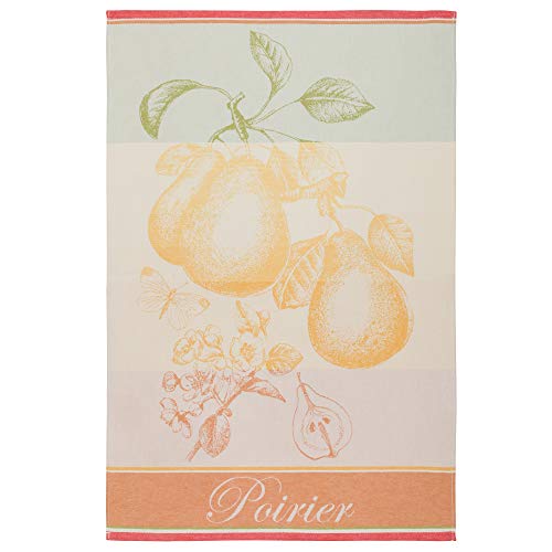 Coucke French Cotton Jacquard Towel, Poires (Pears), 20-Inches by 30-Inches, Multi-Colored