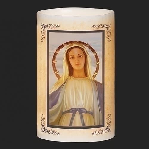 Roman Patrons and Protectors Lady of Grace LED Candle, 6-inch Height, Religious Decoration