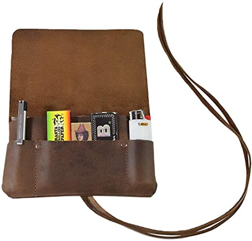 TUZECH Rustic Leather Pouch, and Field Notes Case, Classic Vintage Smoking Essentials Handmade