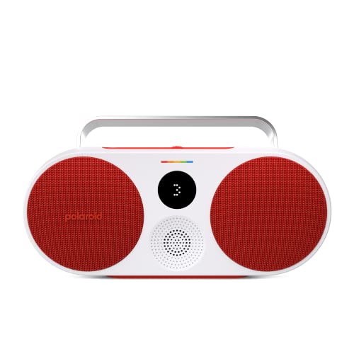 Exertis Polaroid P3 Music Player (Red) - Retro-Futuristic Boombox Wireless Bluetooth Speaker Rechargeable with Dual Stereo Pairing