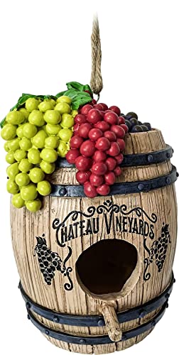Spoontiques 10234 Wine Barrel Birdhouse, 8.75-inch High, Resin