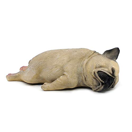 Comfy Hour Doggyland Collection, Miniature Dog Collectibles 5 Sleeping Pug Figurine, Realistic Lifelike Animal Statue Home Decoration, Fawn Brown, Polyresin