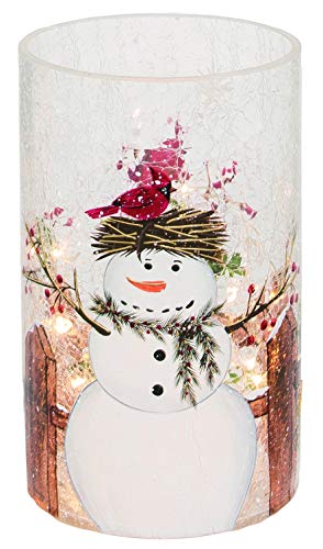 Transpac Y6710 Crackle Glass Light Up Snowman Vase, 8-inch Height