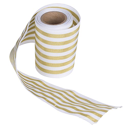 A&B Home T41921-AB 4" Gold Stripe Ribbon