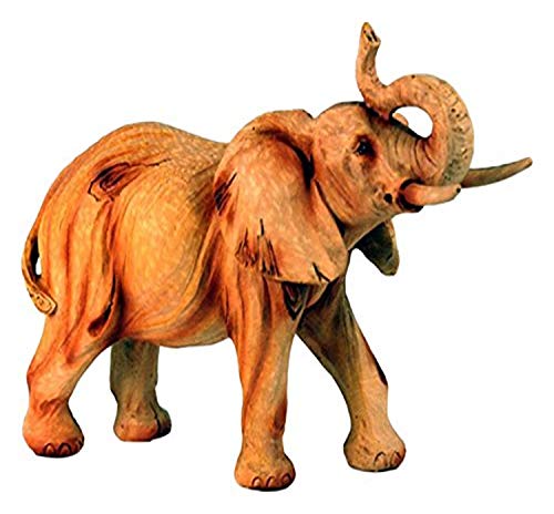 Unison Gifts StealStreet MME-930 6" Elephant with Trunk Up Carving Faux Wood Figurine, Brown