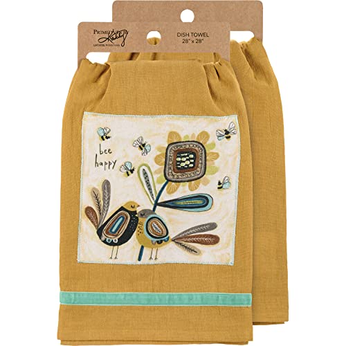 Primitives by Kathy 112474 Kitchen Towel Bee Happy, 28-inch