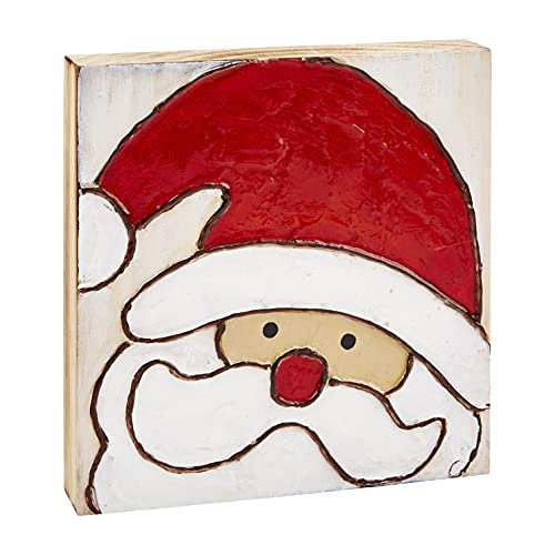 Mud Pie  Santa Art Decorative Block, 7-inch