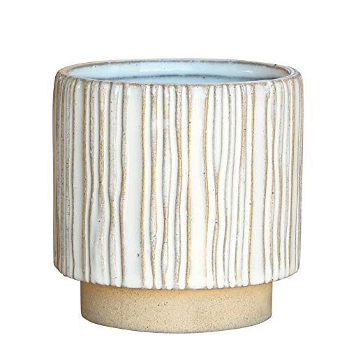HomArt 2323-6 Ramos Vertical Stripe Cachepot Stoneware, 4.50-inch Height, Ceramic