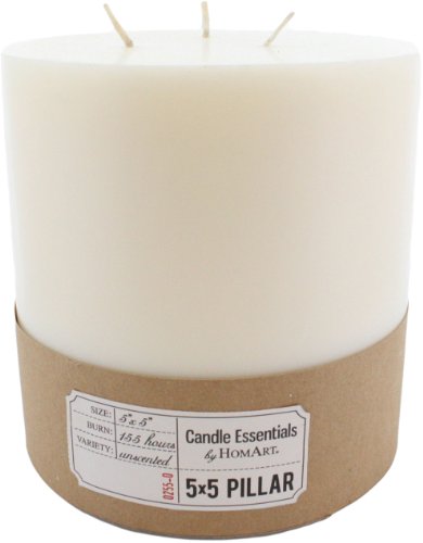 HomArt Unscented Parrafin Wax Pillar Candle, Ivory Color