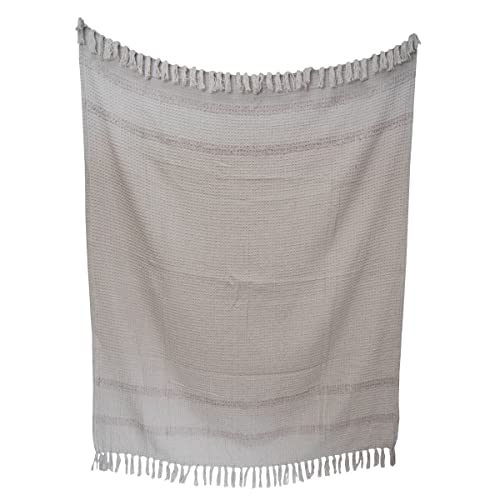 Foreside Home & Garden Hand Woven Gray Cotton Throw Blanket
