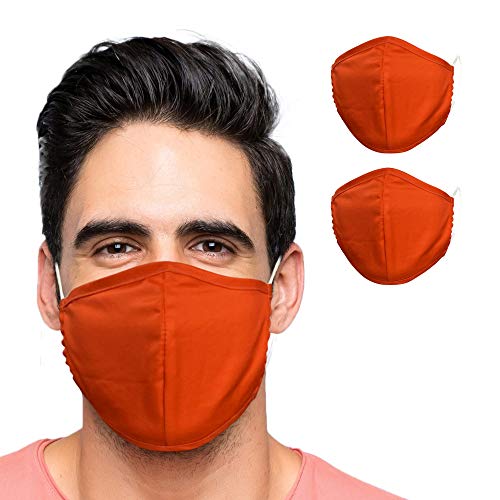 Primeware Protective Reusable Face Mask 2 Layers Cloth Mask (Pack of 2) (Orange)