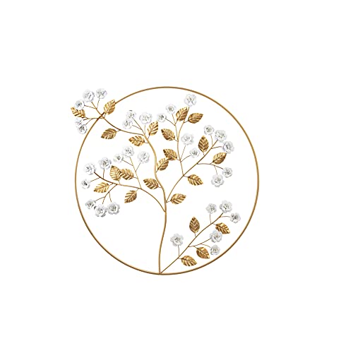 Ganz Round Layered Floral Wall Decor, 25 Inches Width, 1.5 Inches Depth, 23.63 Inches Height, Gold, White