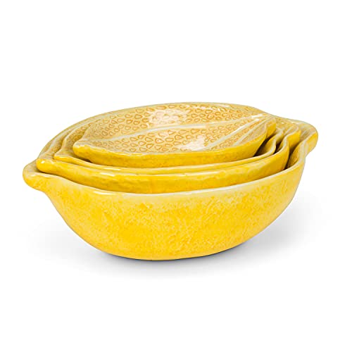 Abbott Collection  27-LEMON-011 Lemon Nesting Bowls. Set of 4, Yellow