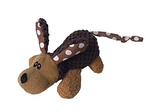 Pet Lou Durable Plush Dog and Cat Toys with Multi-Squeaks and Crinkle,Vegetables,Dog,Rabbit/Bunny Collection (Brown Spot 2, 10-Inch Cute Dog)