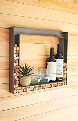 Kalalou CQ7493 Metal Wall Bar and Wine Cork Holder