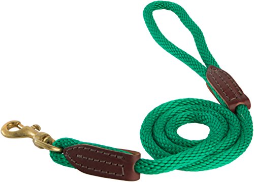 OmniPet Leather Brothers 6-Feet Rope Dog Lead with Brass Snap, Green